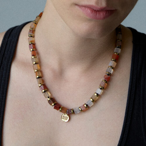 Mosaic agate necklace